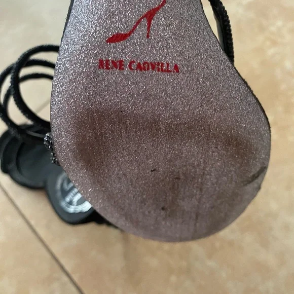 Rene Caovilla Black Crystal Margot Snake Wrap Heels EU Size 40 US Size 9 - Picture 14 of 16